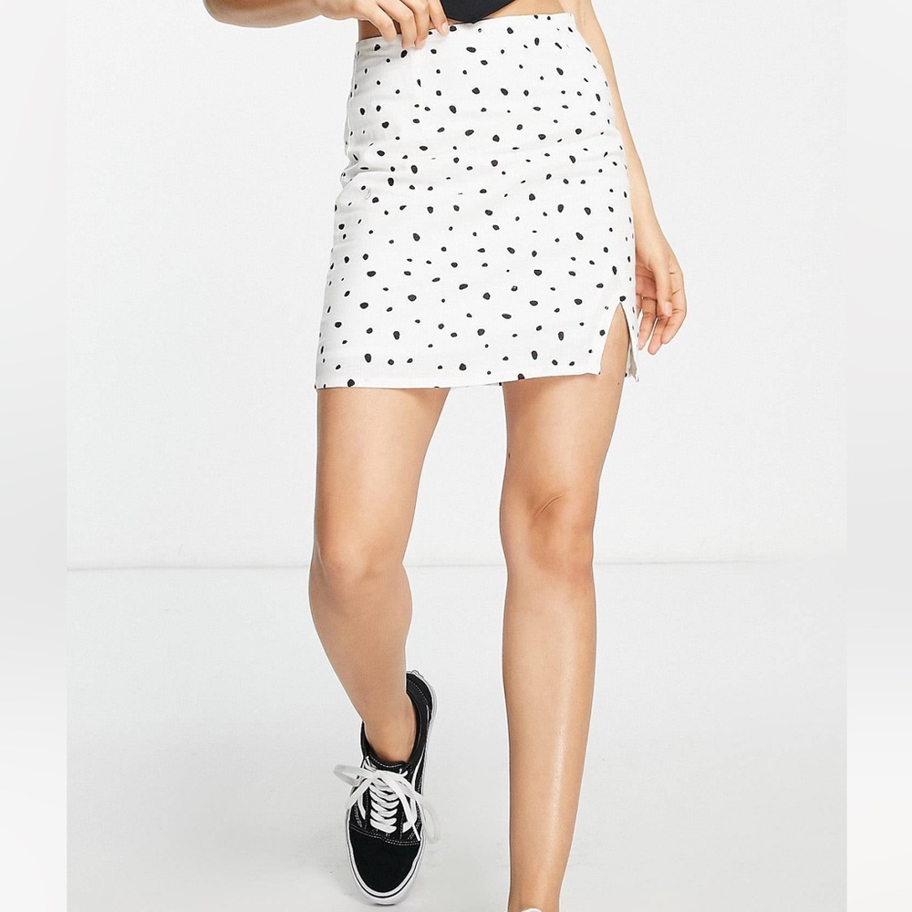 White ASOS polka dot mini skirt